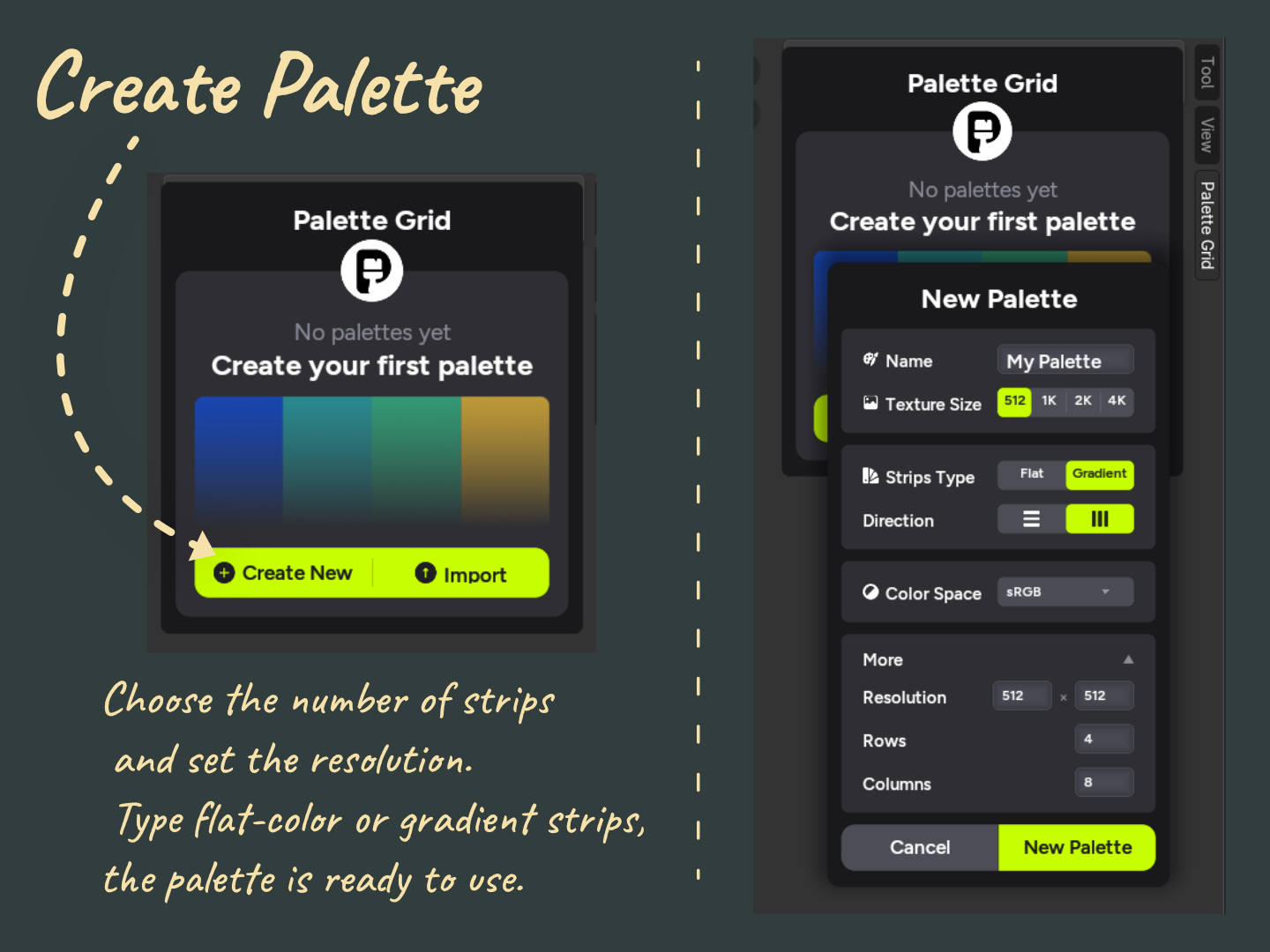 Creating a new palette in Palette Grid
