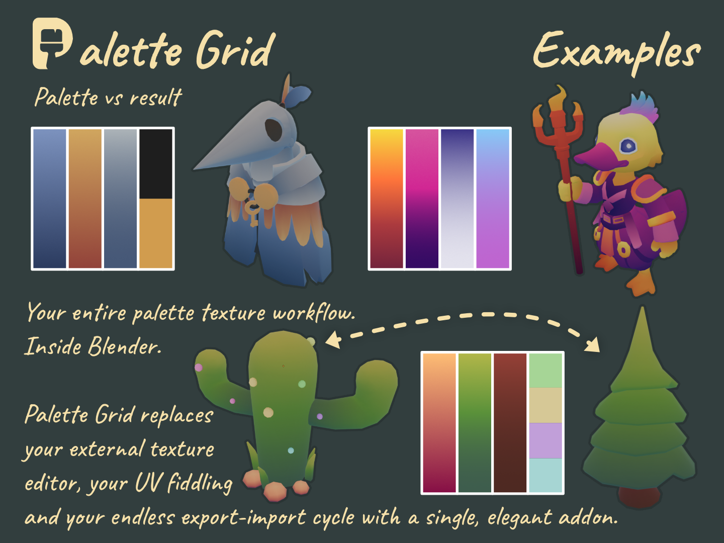 Example assets created with Palette Grid