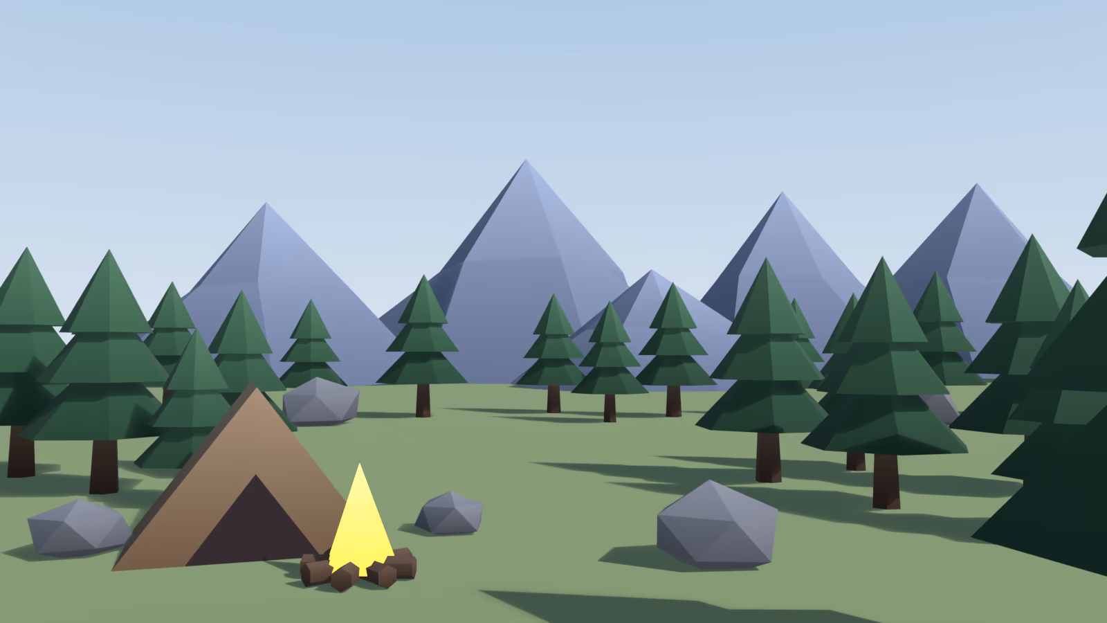 The lit campsite with gradient strips that only change lightness