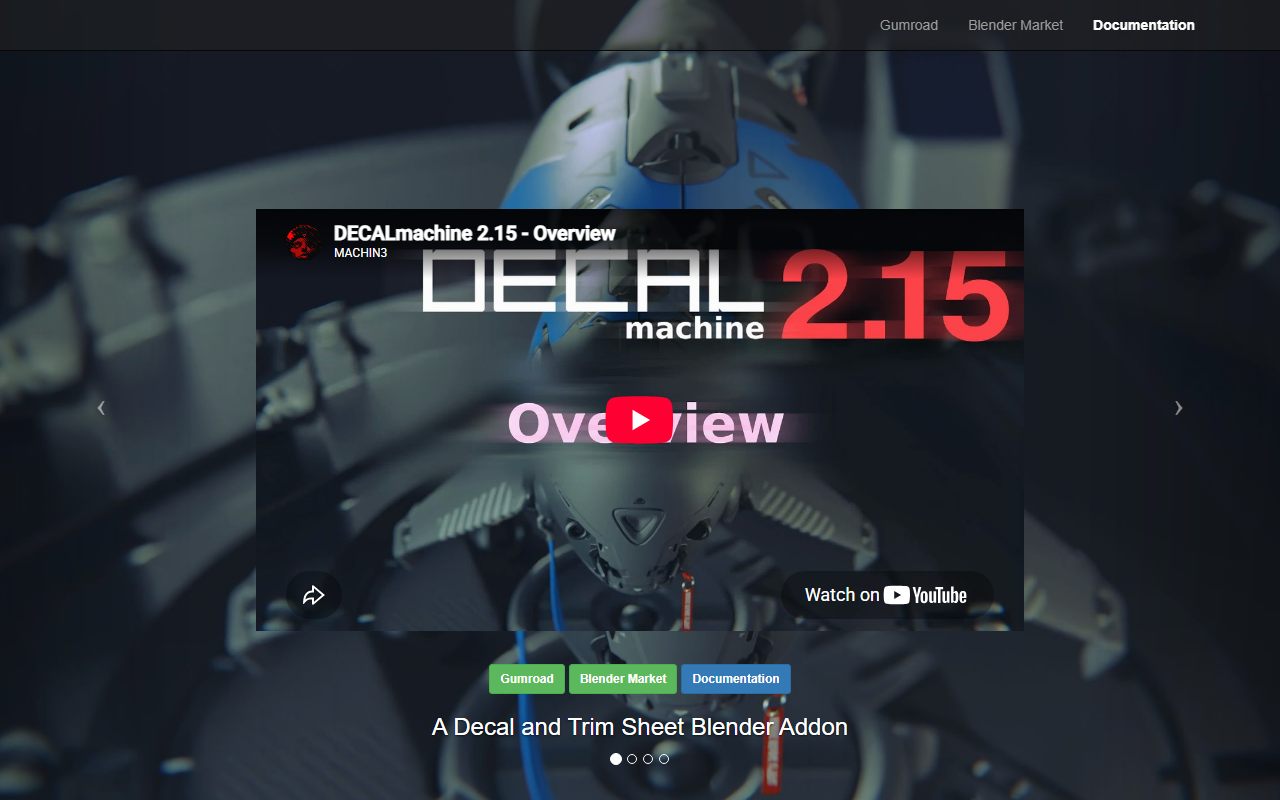 DECALmachine website: a decal and trim sheet Blender addon by MACHIN3