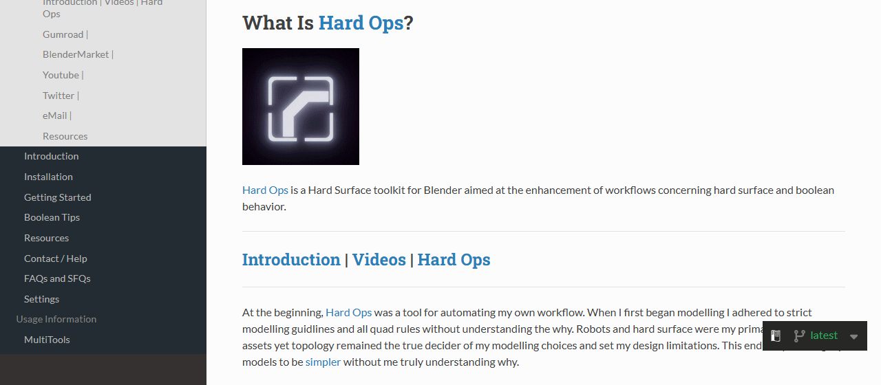 Hard Ops documentation: a hard surface toolkit for Blender aimed at boolean workflows